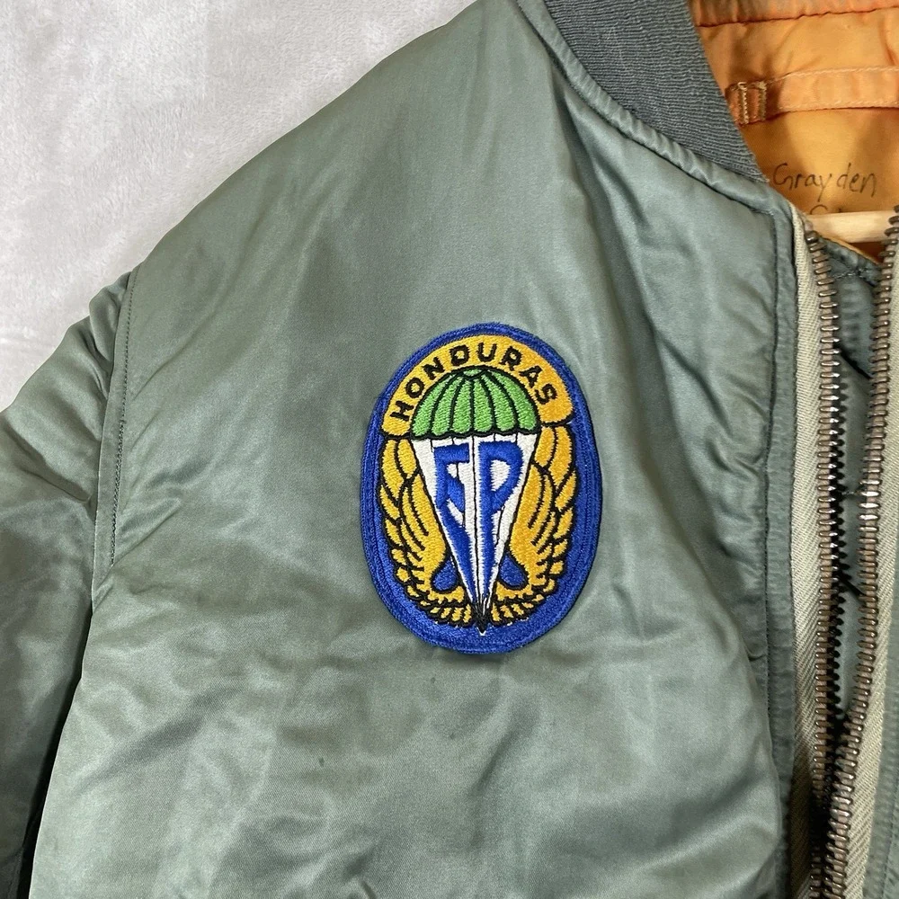 VTG 60s USAF MA-1 Reversible Bomber Jacket Mens Small 1964 Patches *READ*